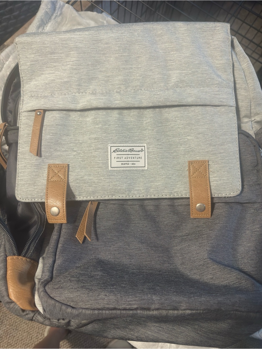 Eddie Bauer Two-Tone Gray and Tan Kids Backpack